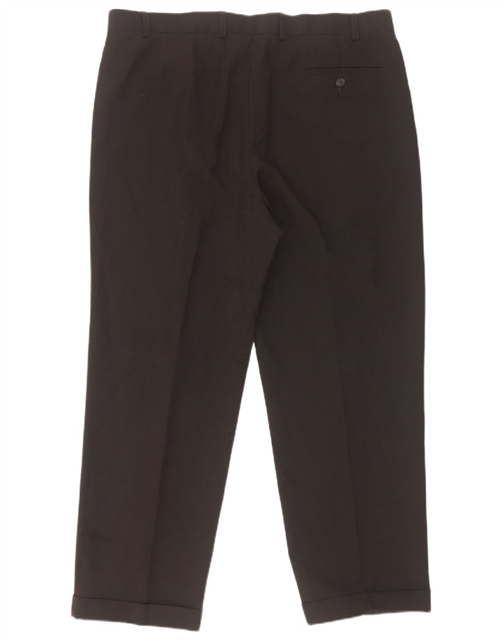 Marks & Spencer Herren-Anzughose mit Pegged-Anzug, W38, L29, schwarzes Polyester