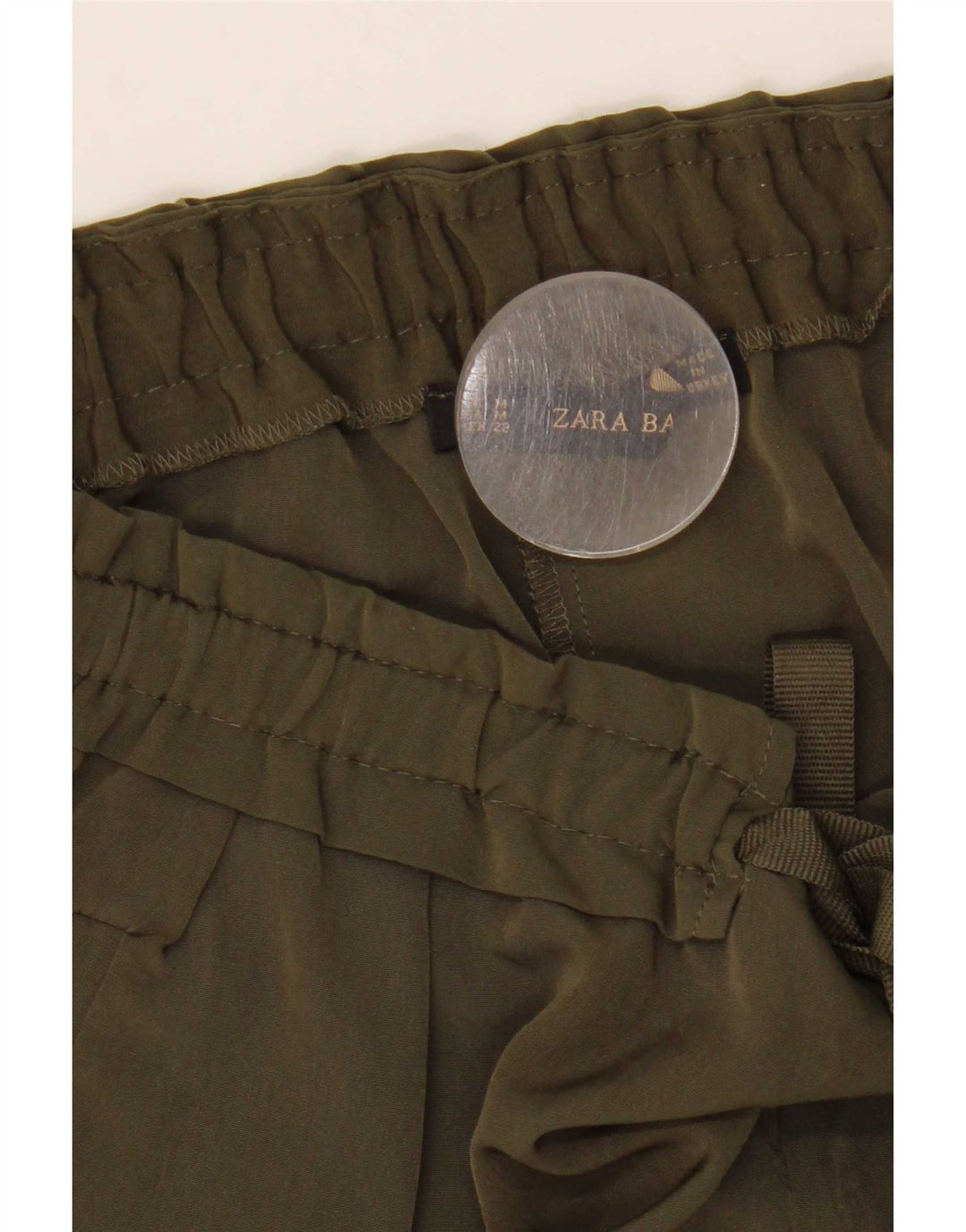 Zara Damen Tapered Casual Hose Medium W28 L27 Khaki Polyester