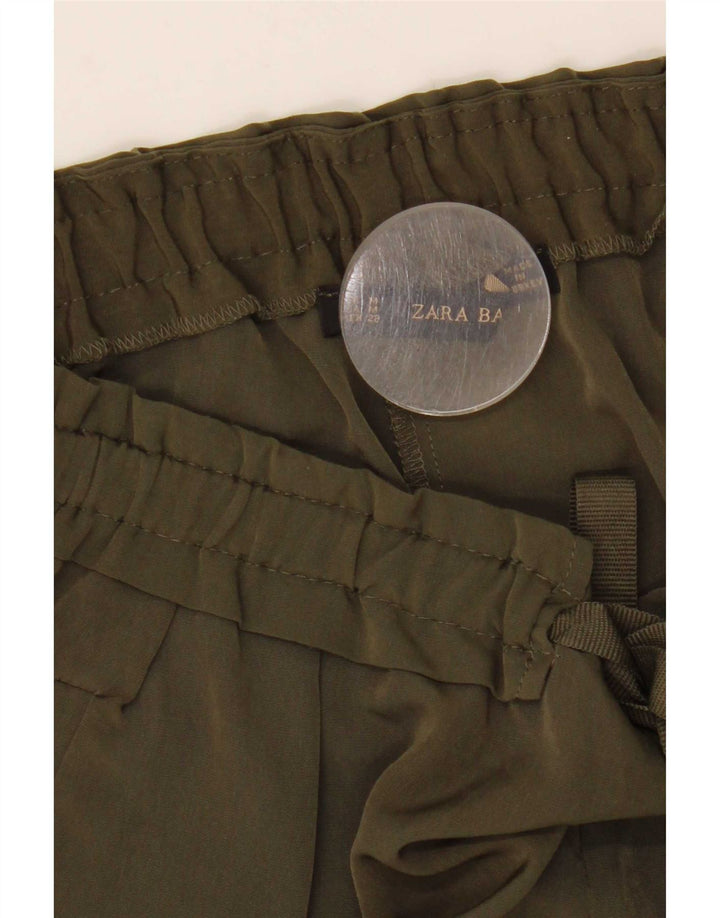 Zara Damen Tapered Casual Hose Medium W28 L27 Khaki Polyester