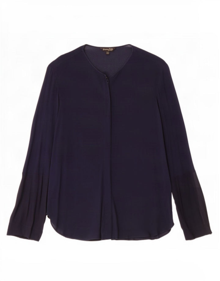 Massimo Dutti Damen Hemdbluse EU 40 Mittelmarineblaue Viskose