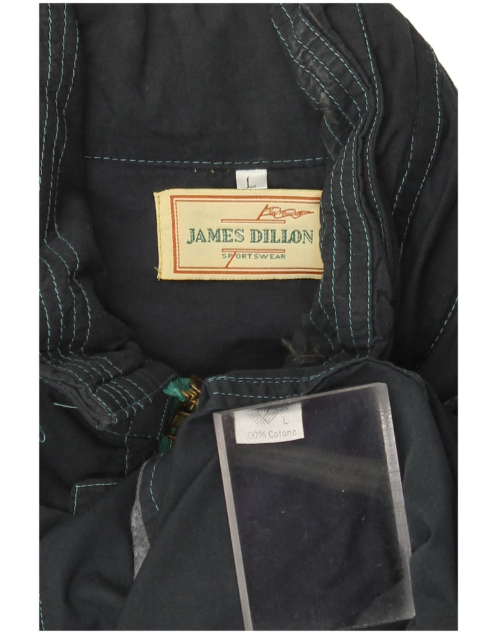 JAMES DILLON Herren-Utility-Jacke mit Kapuze, UK 40, große marineblaue Baumwolle