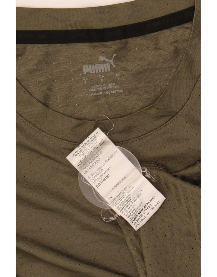 Puma Herren T-Shirt Top Large Khaki Polyester