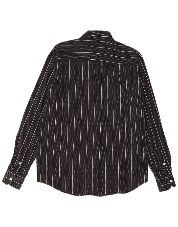 Pierre Cardin Herren-Hemd mit normaler Passform, mittelschwarz, gestreift, Baumwolle