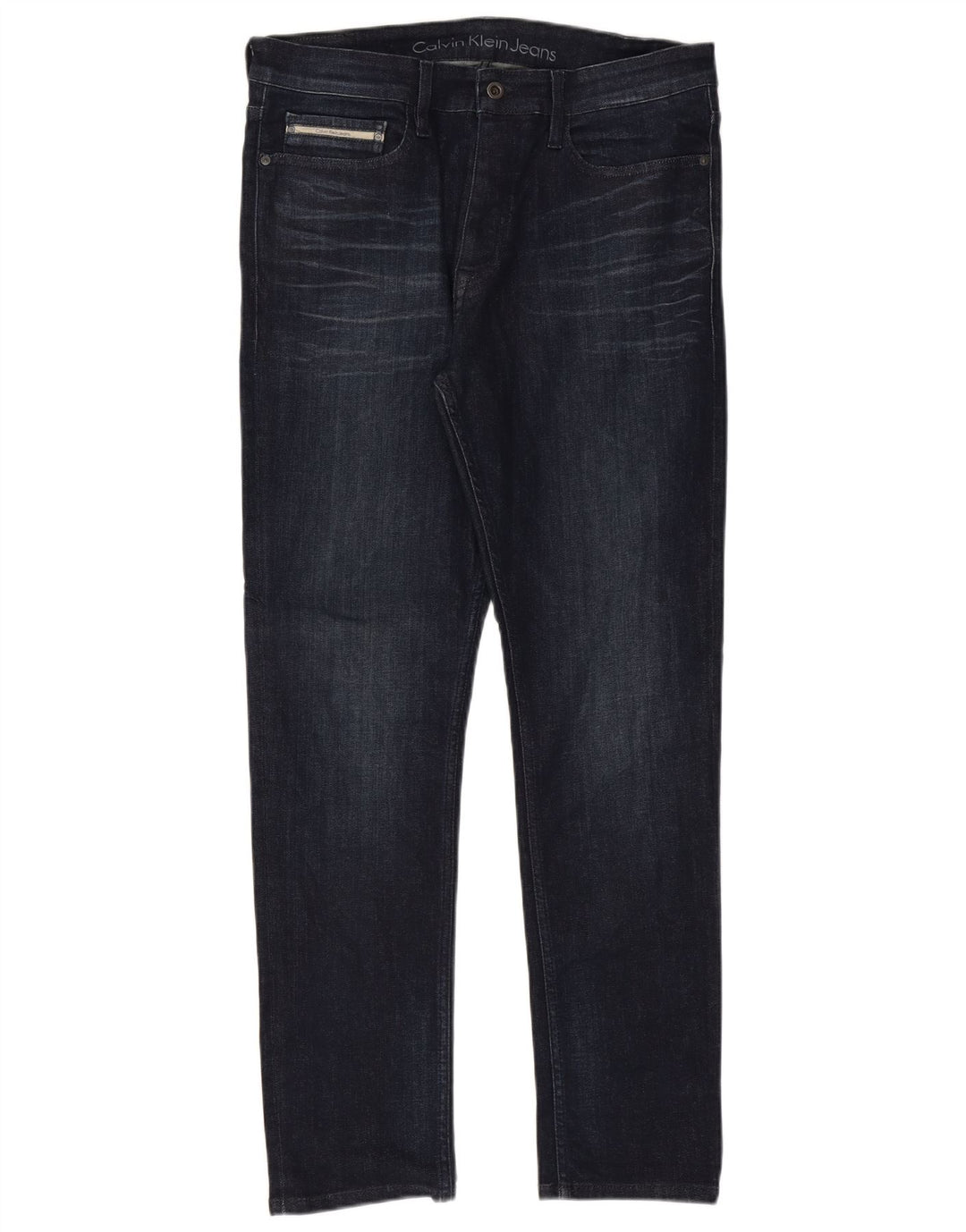 CALVIN KLEIN Herren Slim Jeans W33 L32 Marineblaue Baumwolle