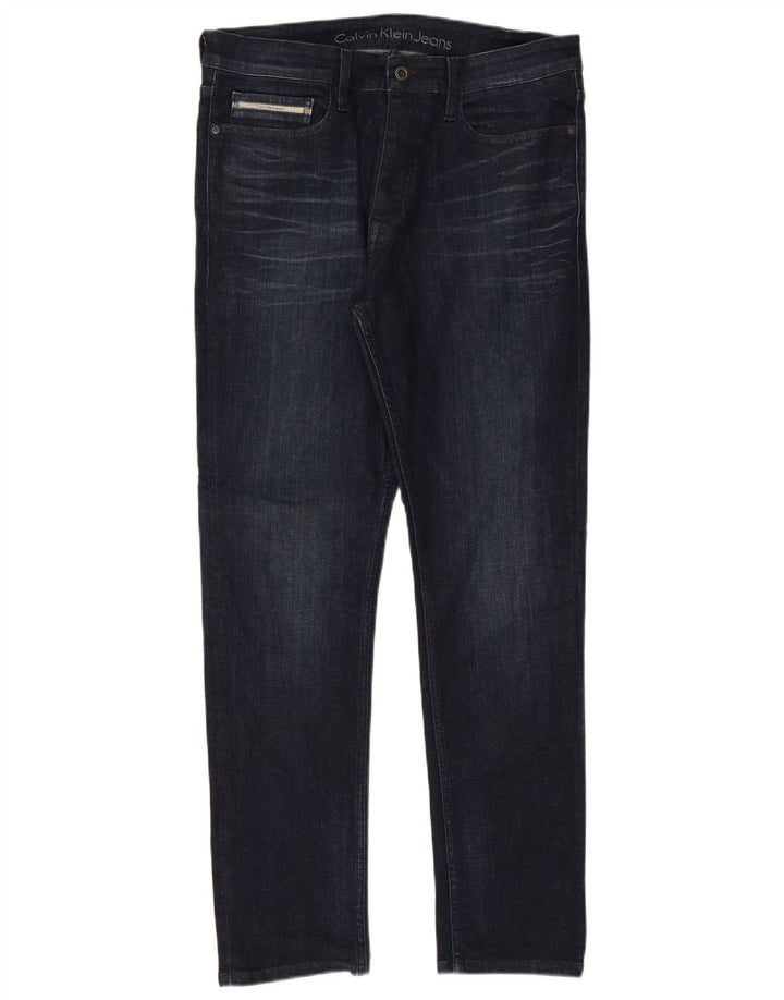 CALVIN KLEIN Herren Slim Jeans W33 L32 Marineblaue Baumwolle