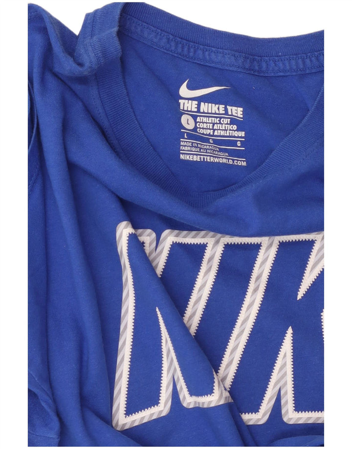 NIKE Herren-T-Shirt mit sportlichem Schnitt und Grafik, Größe L, Blau