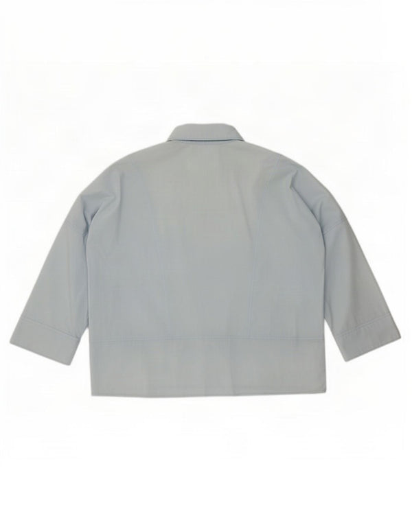 Benetton Damen-Pulloverhemd mit 3/4-Ärmeln, übergroß, Größe S, Blau, Baumwolle