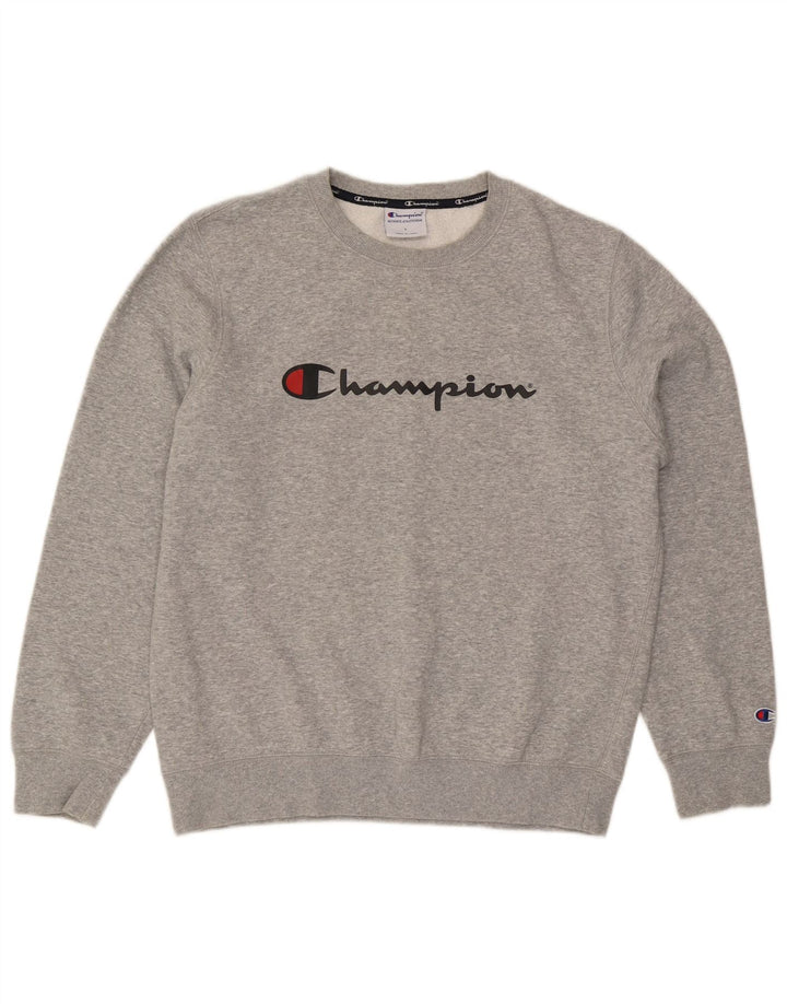 Champion Herren-Sweatshirt mit Grafik, groß, grau gesprenkelte Baumwolle