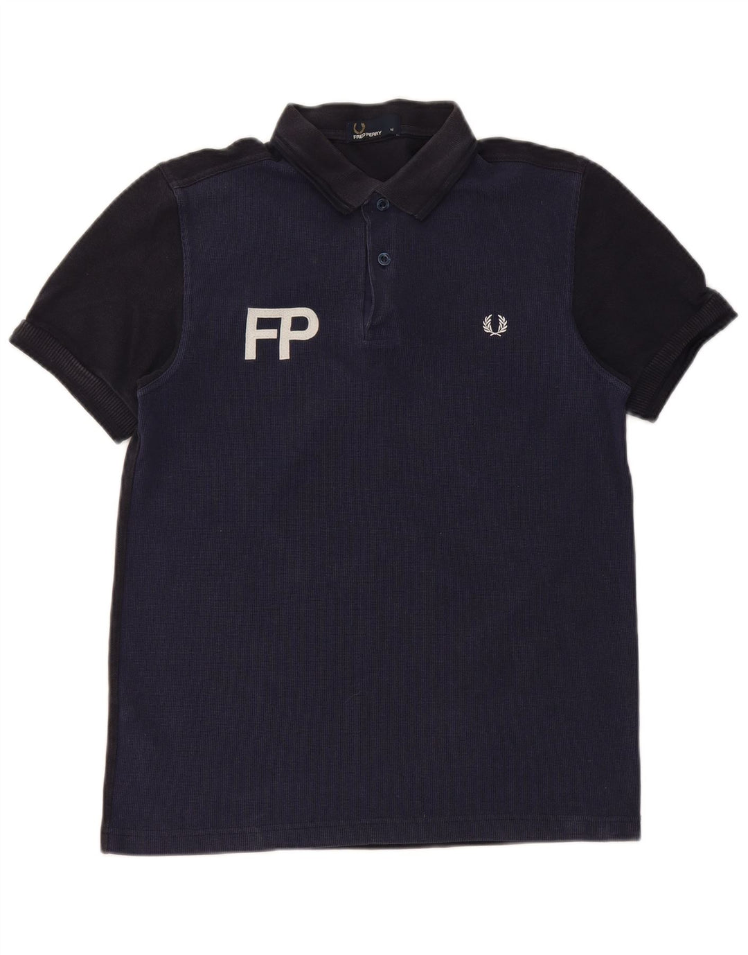 Fred Perry Herren-Poloshirt mit Grafik, mittelgroß, marineblau, Colourblock-Baumwolle