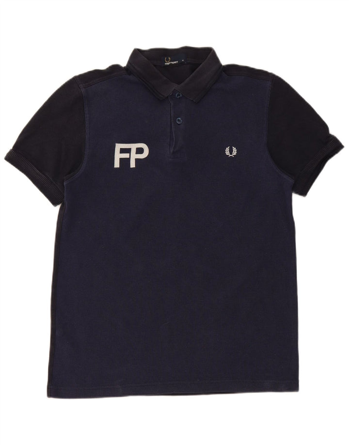 Fred Perry Herren-Poloshirt mit Grafik, mittelgroß, marineblau, Colourblock-Baumwolle