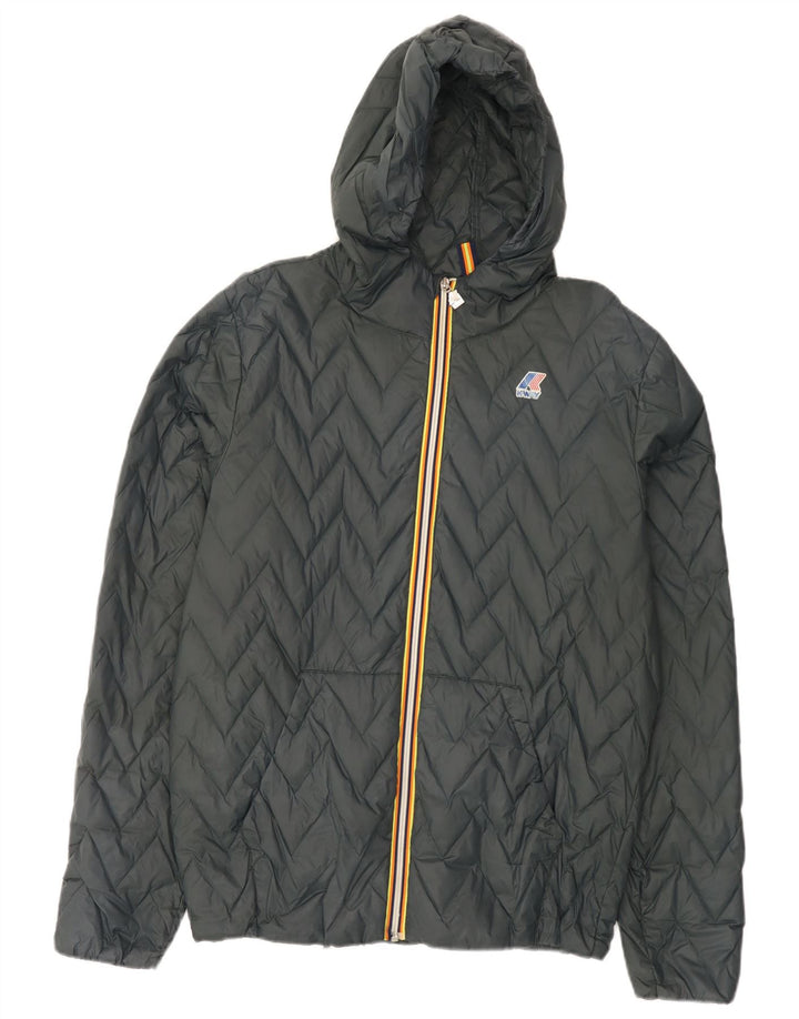 K-Way Herren-Jacke mit Kapuze, gepolstert, UK 40, Größe L, Grau, Polyamid