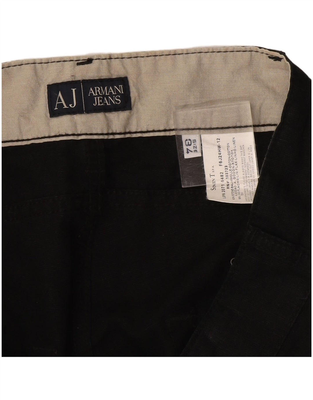 Armani Herren Bootcut Freizeithose W34 L32 Schwarze Baumwolle