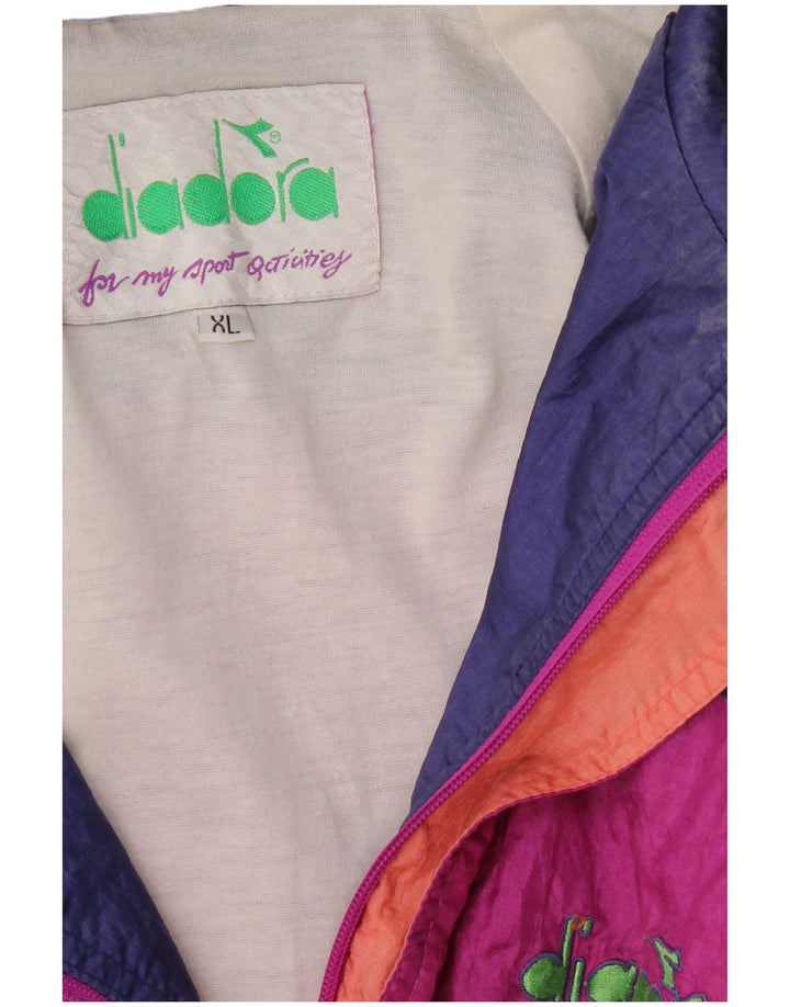 DIADORA Herren Italia Loose Fit Trainingsanzug Top Jacke XL Rosa Farbblock