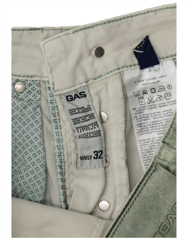 Gas Herren Jeansshorts W32 mittelgrüne Baumwolle