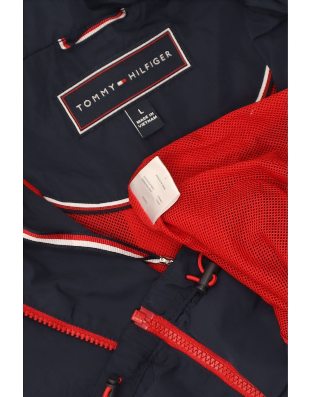 Tommy Hilfiger Damen Kapuzen-Regenjacke UK 16 Large Marineblau Polyester