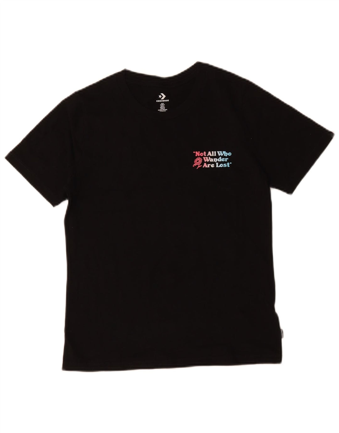 Converse Damen-T-Shirt mit Grafik, UK 10, Größe S, Schwarz, Baumwolle