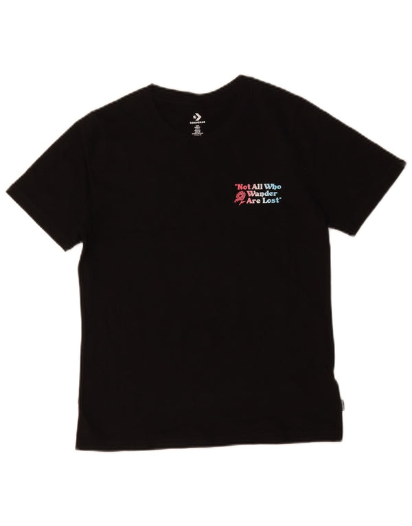 Converse Damen-T-Shirt mit Grafik, UK 10, Größe S, Schwarz, Baumwolle