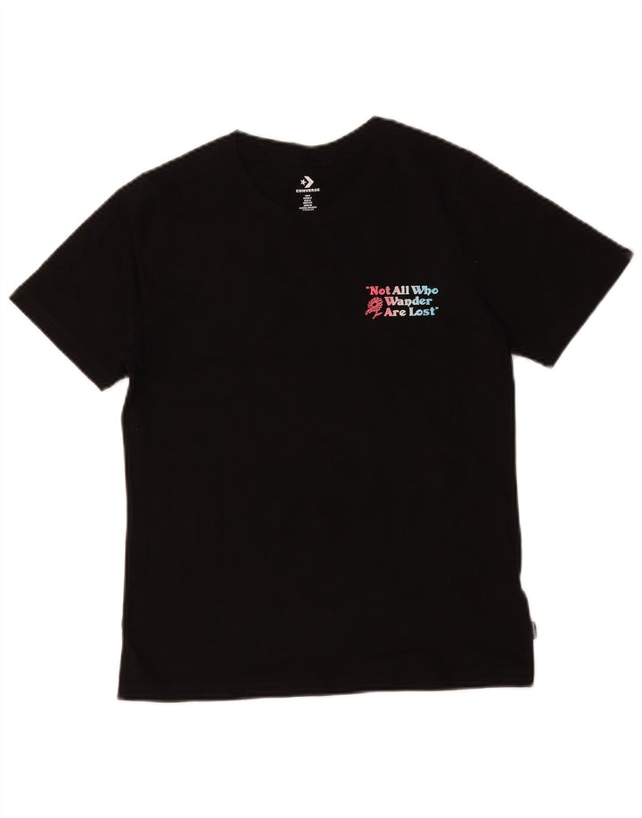 Converse Damen-T-Shirt mit Grafik, UK 10, Größe S, Schwarz, Baumwolle