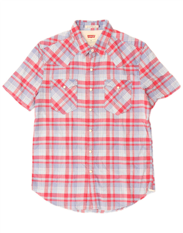 Levi's Herren Slim Fit Kurzarmhemd Mittelrot kariert Baumwolle