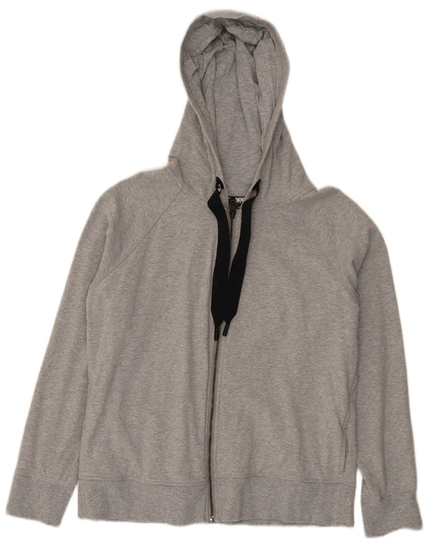 Dkny Womens Zip Hoodie Sweater UK 16 Large Grey Flecked Cotton