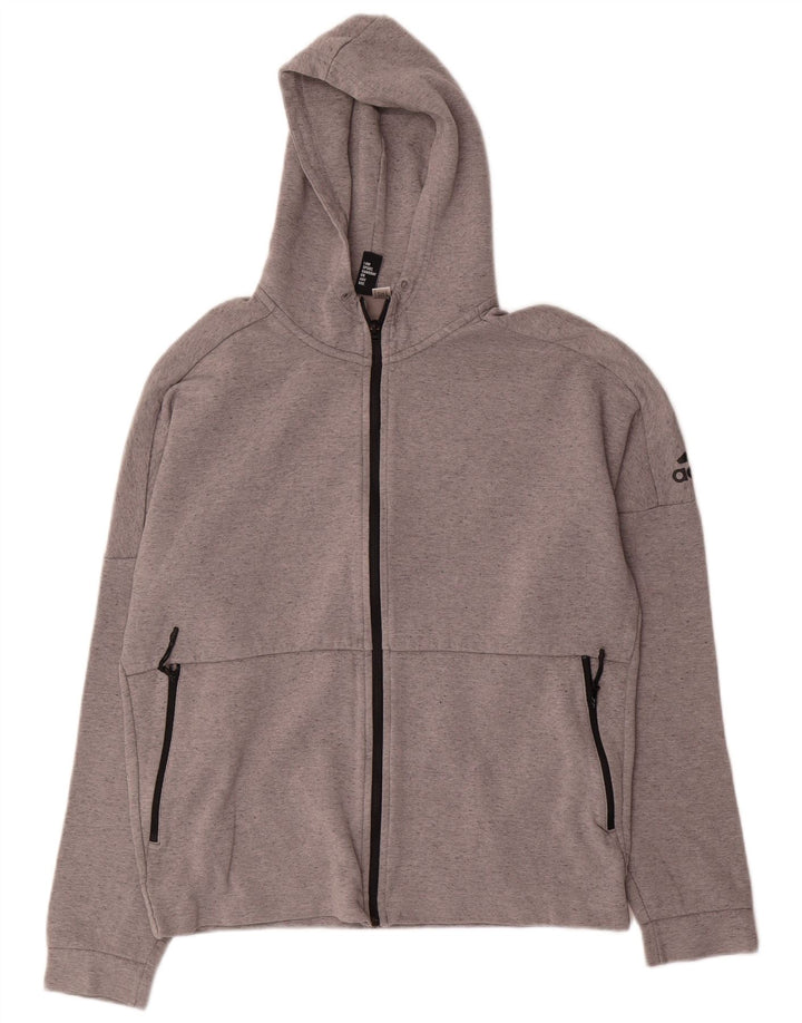 ADIDAS Herren-Kapuzenpullover mit Reißverschluss, groß, grau gefleckt