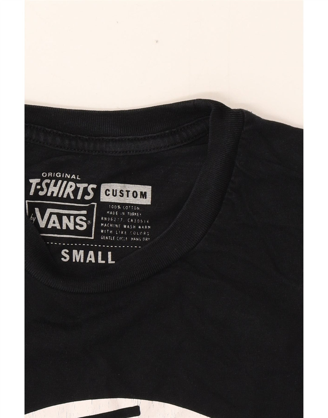 VANS Herren Custom Fit Grafik T-Shirt Top Small Schwarz Baumwolle