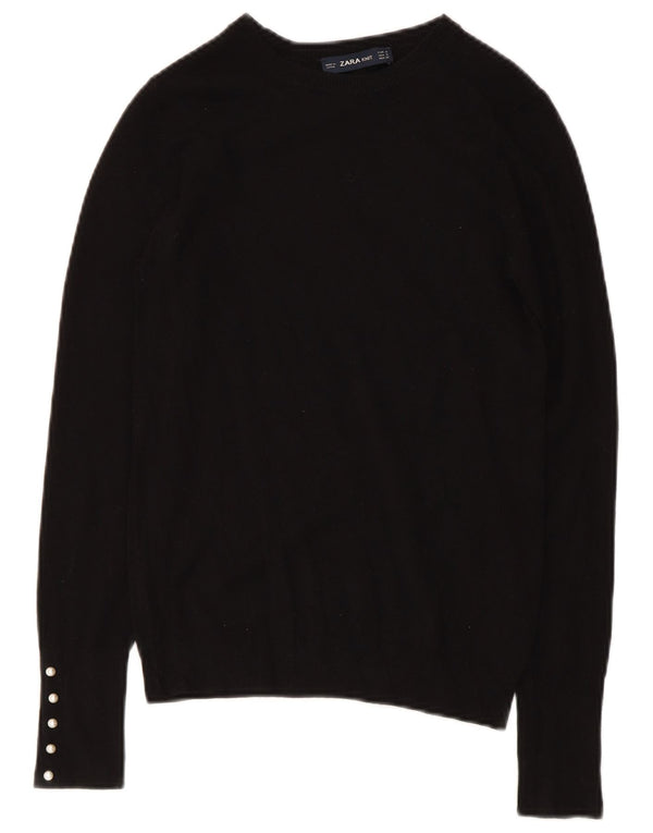 Zara Damen-Pullover mit U-Boot-Ausschnitt, Gr. 8, Schwarz