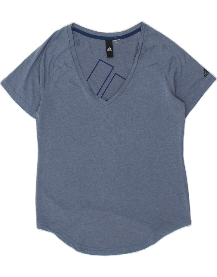 ADIDAS Womens Graphic T-Shirt Top UK 12 Medium Blue Vintage Adidas and Second-Hand Adidas from Messina Hembry 