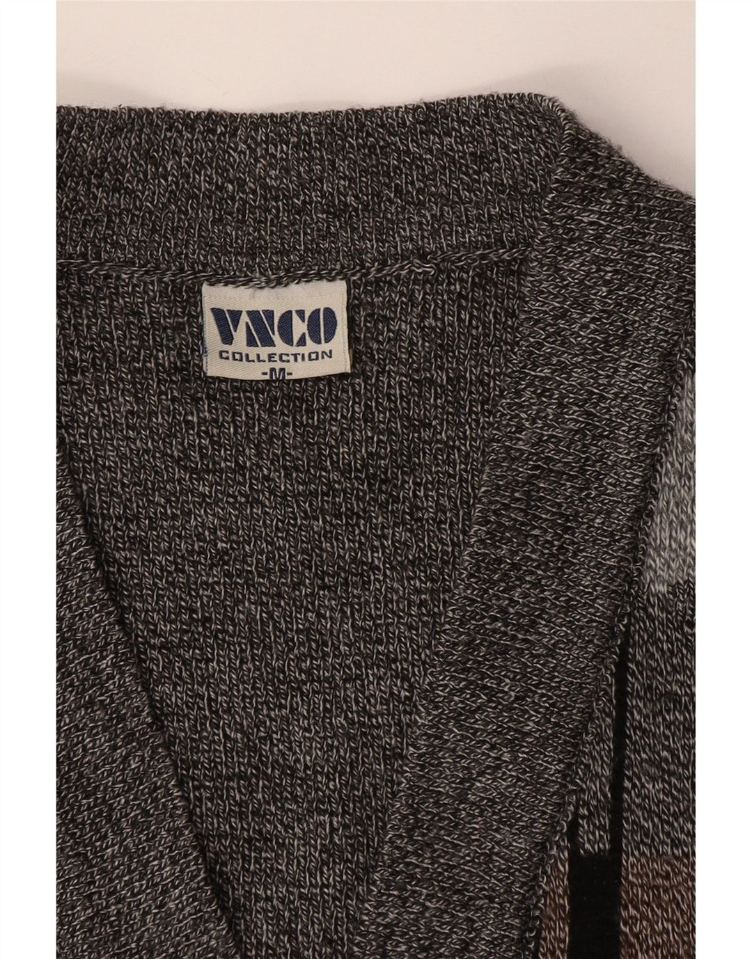 Vintage Herren Ärmelloser Cardigan Pullover Mittelgrau Geometrisches Acryl