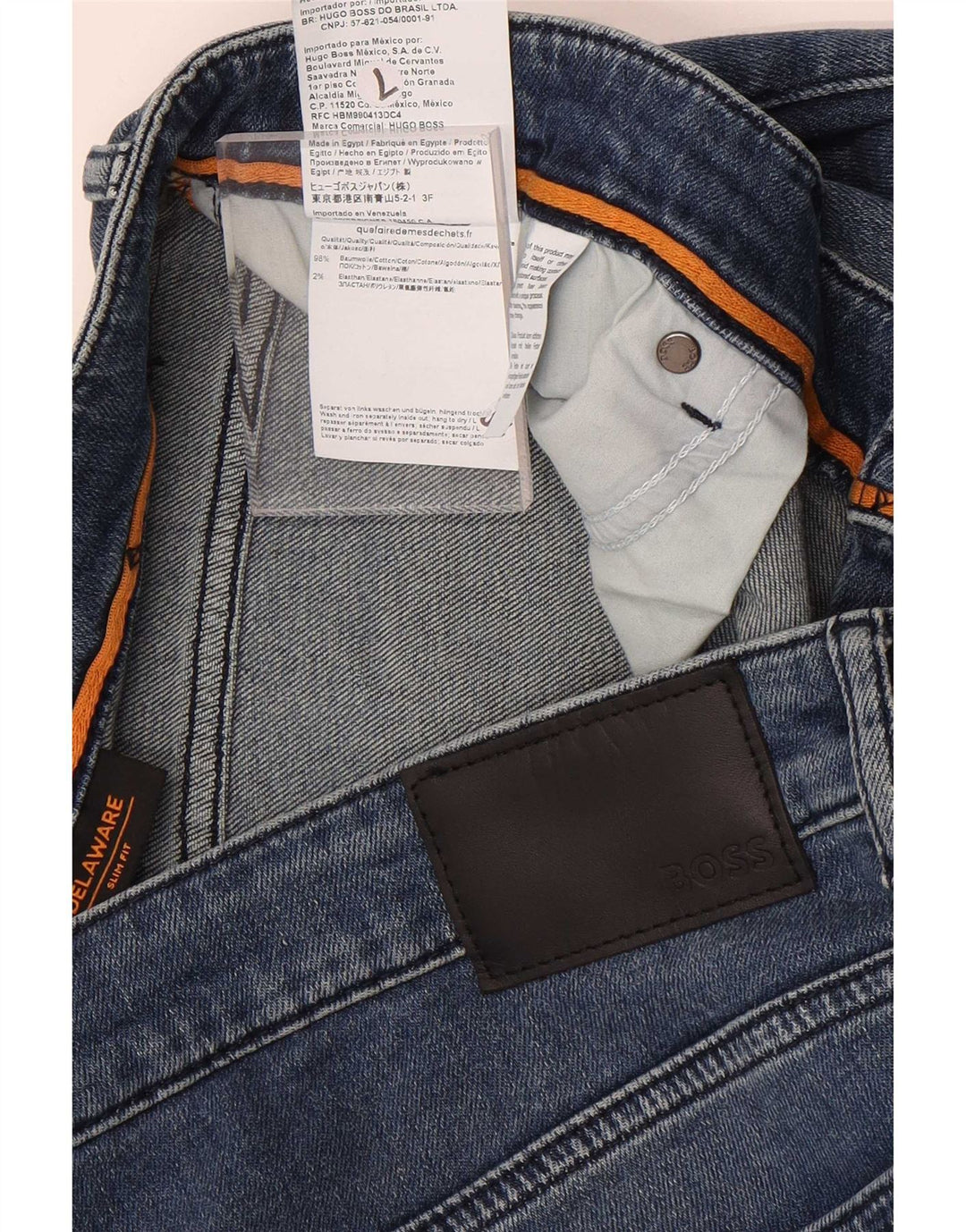 Hugo Boss Herren Delaware Slim Jeans W38 L32 Blaue Baumwolle