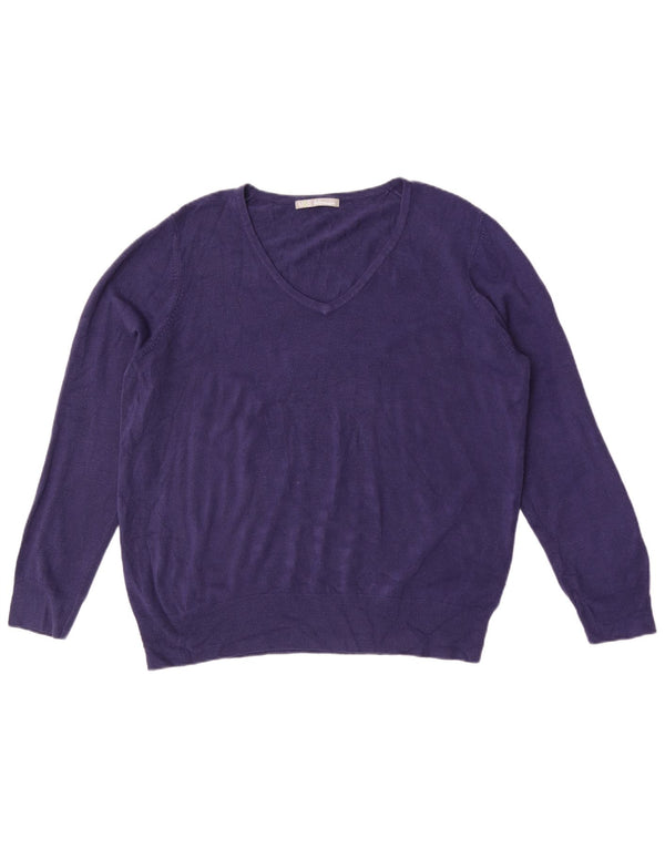 Marks & Spencer Damen-Pullover mit V-Ausschnitt, UK 20 2XL, Marineblau, Acryl