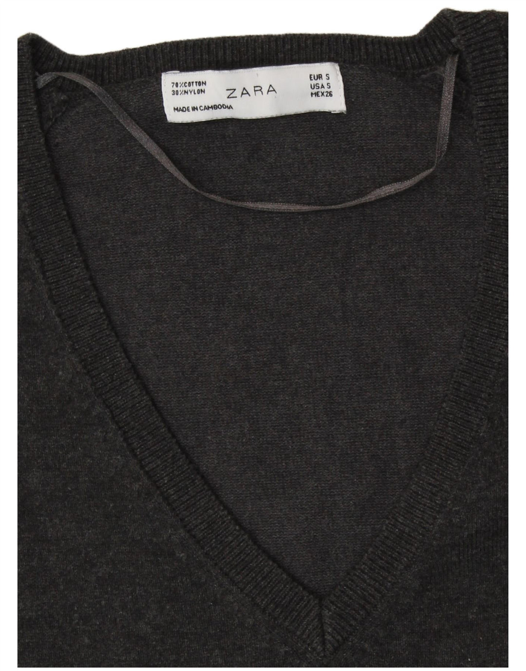 ZARA Damen-Pullover mit V-Ausschnitt, Gr. 10, Größe S, Grau