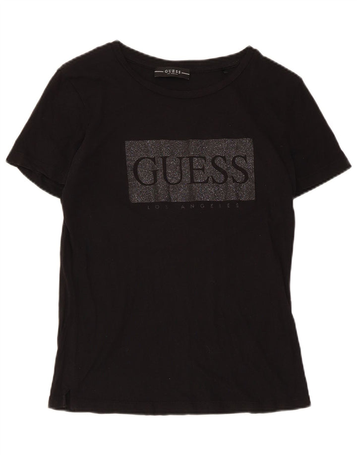 Guess Grafik-T-Shirt für Damen, UK 10, Größe S, Schwarz