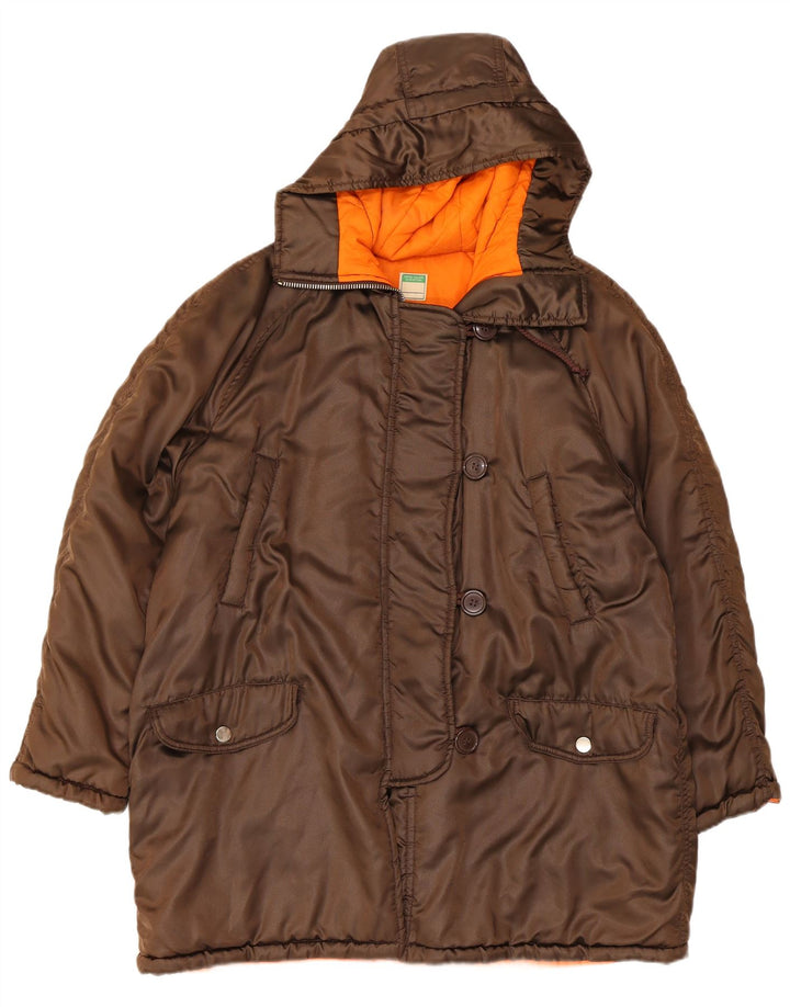 Benetton Damen-Parka mit Kapuze, übergroß, Gr. 10, Größe S, Braun, Polyamid