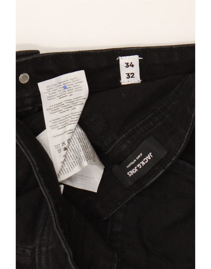 Jack & Jones Herren Slim Jeans W34 L32 Schwarze Baumwolle