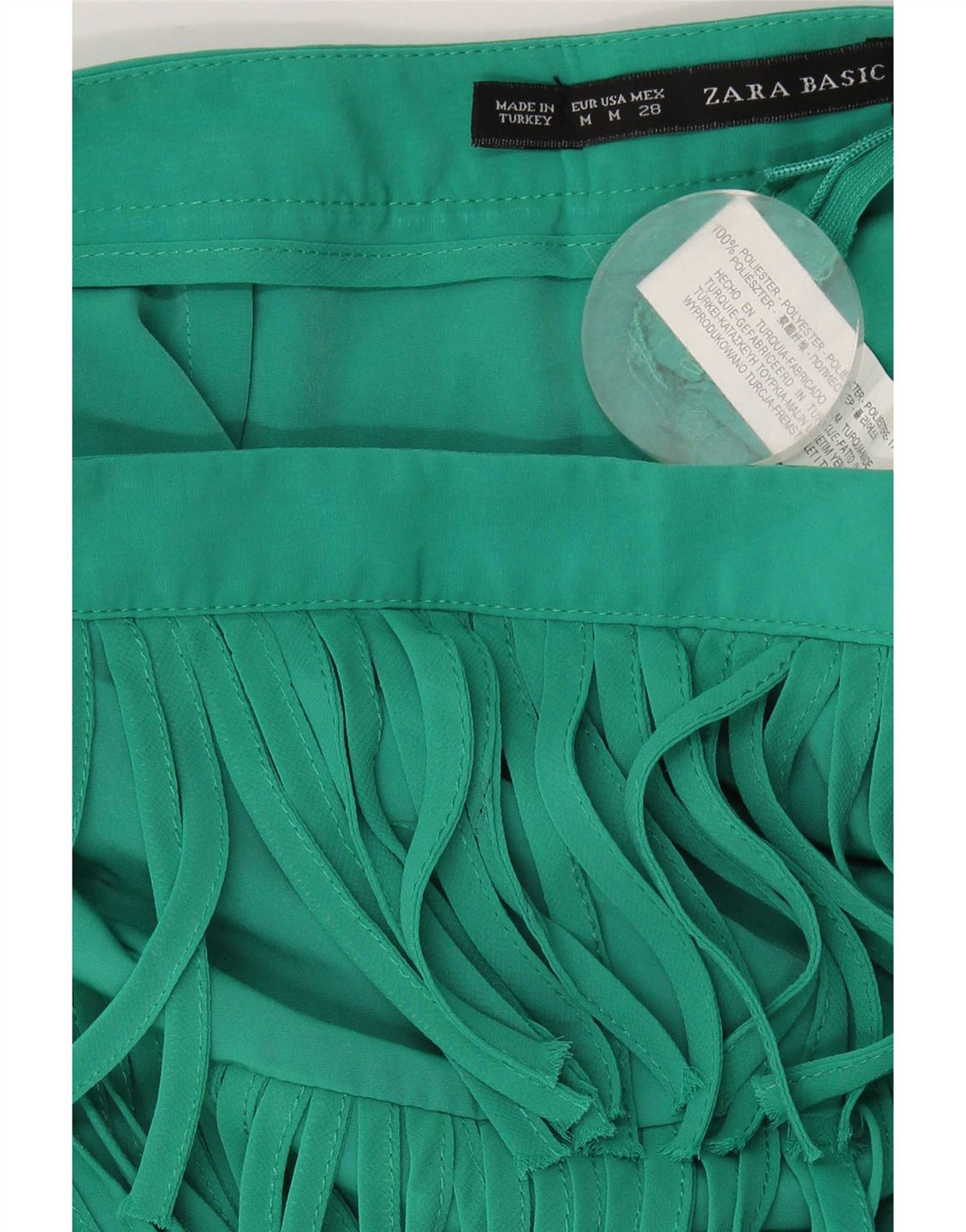Zara Damen Minirock Medium W28 Grün Polyester