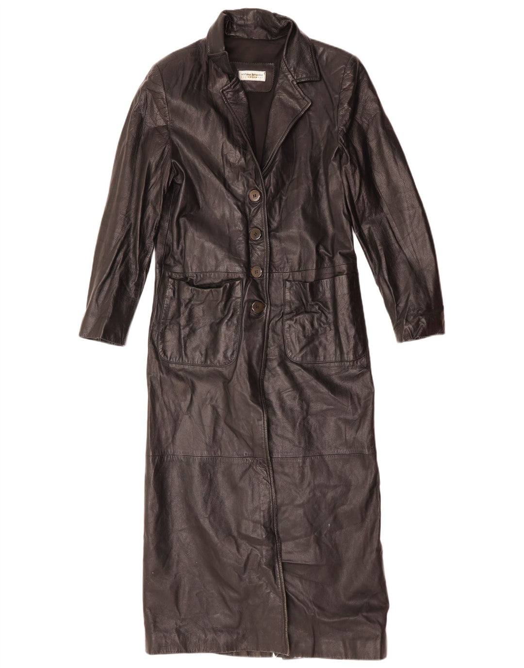 Ashley Brooke Damen Ledermantel UK 10 Small Schwarzes Leder