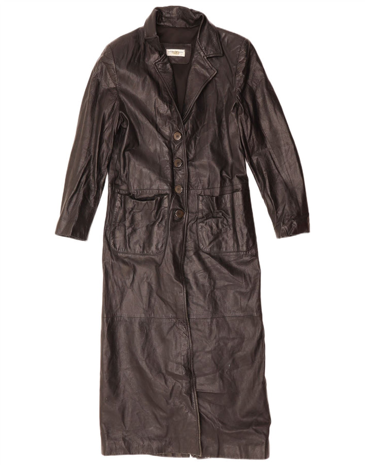 Ashley Brooke Damen Ledermantel UK 10 Small Schwarzes Leder