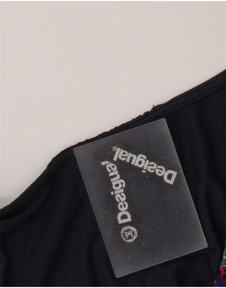 Desigual Womens Abstract Pattern Ärmelloses Basic-Kleid EU 34 XS Marineblau