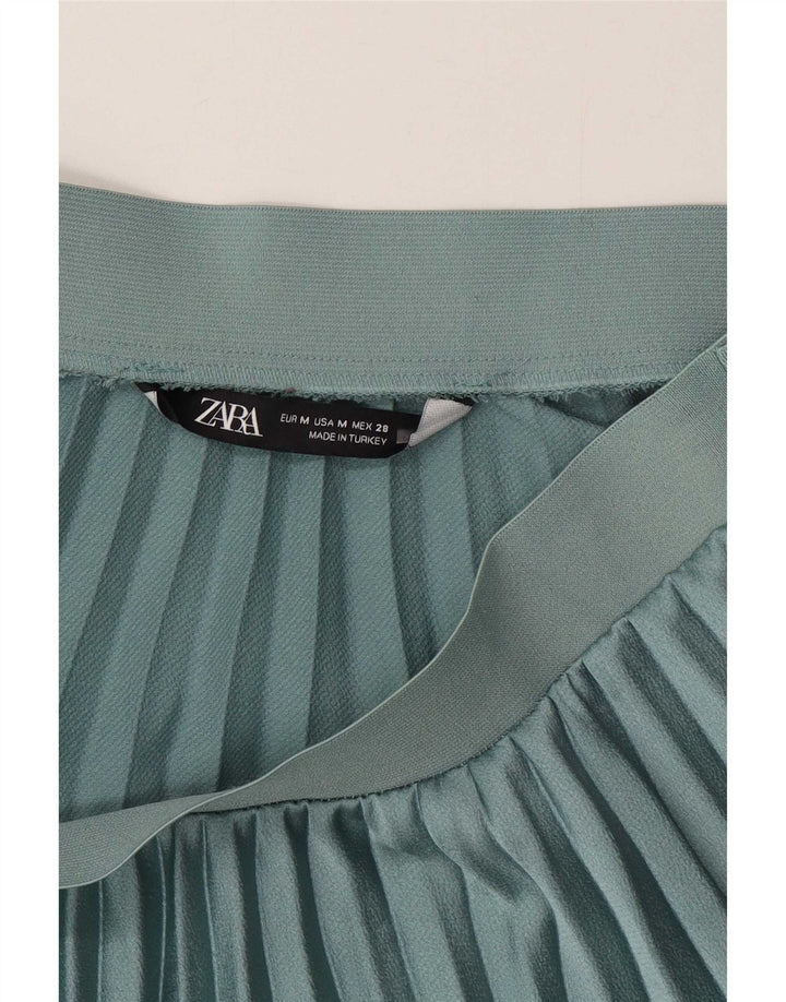 Asymmetrischer Faltenrock von Zara für Damen, mittelgroß, W28, grünes Polyester