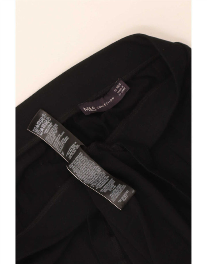 Marks & Spencer Damen Midi-Faltenrock UK 12 Medium W30 Schwarz Polyester