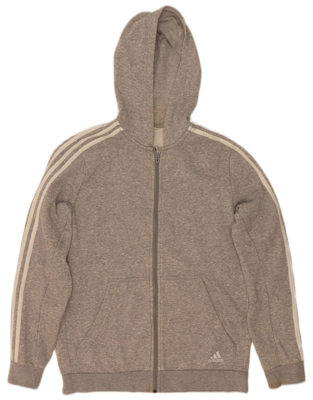Adidas Herren-Kapuzenpullover mit Reißverschluss, mittelgrau meliert
