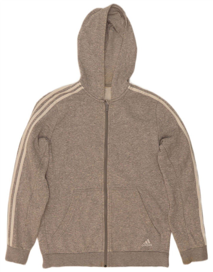 Adidas Herren-Kapuzenpullover mit Reißverschluss, mittelgrau meliert
