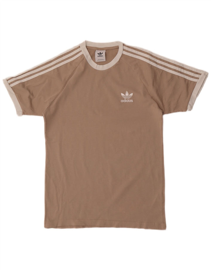 Adidas Herren T-Shirt Top Small Braun Baumwolle Retro