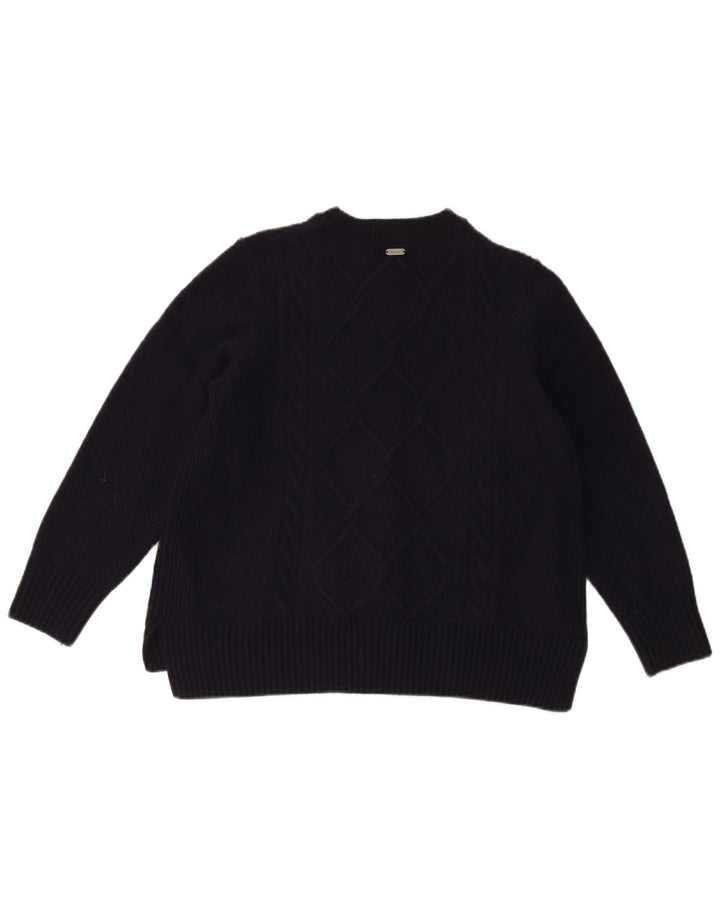 Barbour Damen-Pullover mit Rundhalsausschnitt, UK 14, große marineblaue Wolle