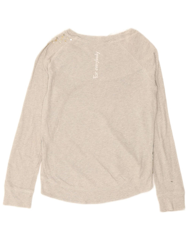 Desigual Damen Grafik-Sweatshirt-Pullover UK 14 Mittelgraue geblümte Baumwolle