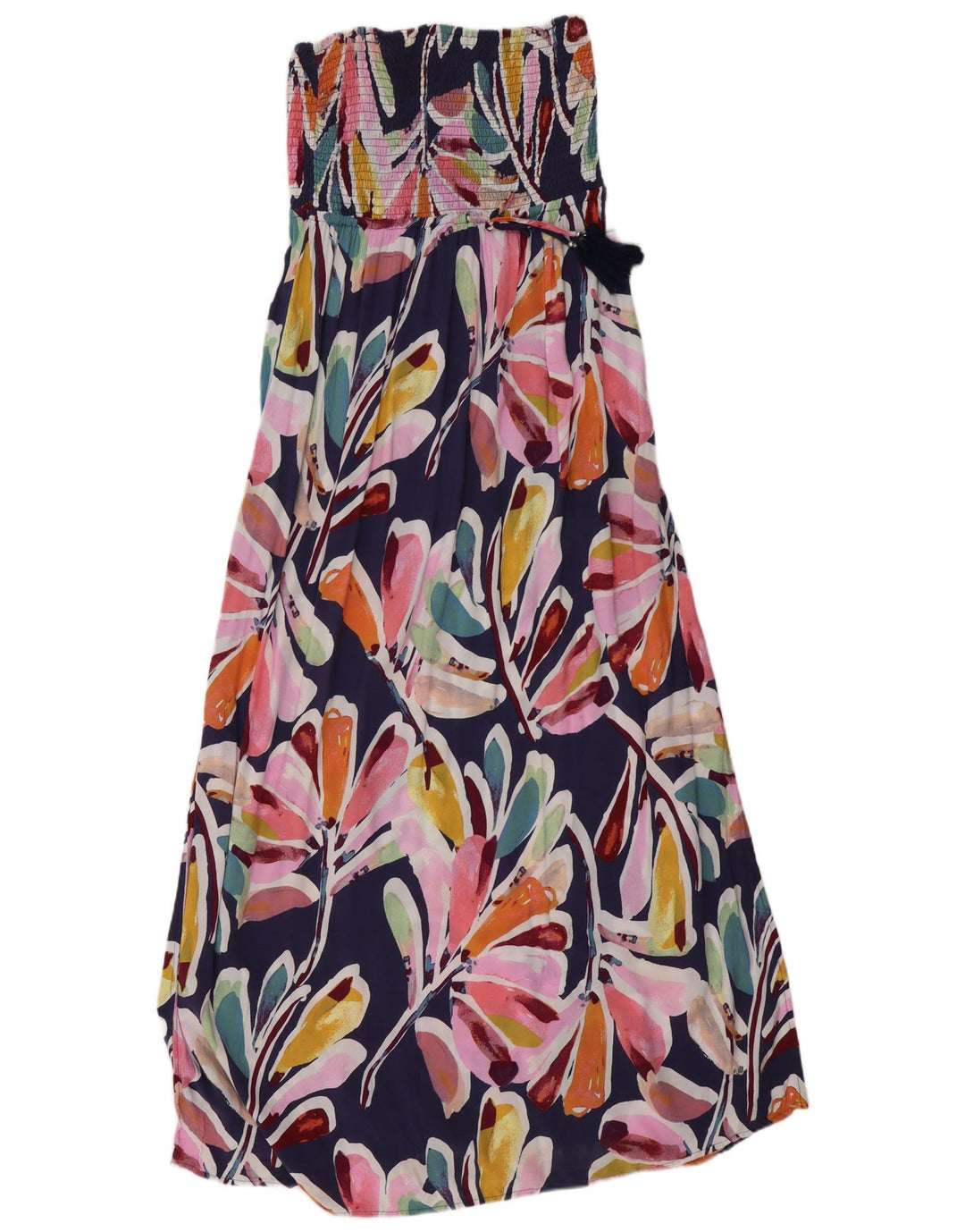 MARKS & SPENCER Damen trägerloses Kleid UK 14 Medium Mehrfarbig mit Blumenmuster