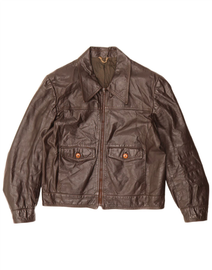 Eton Damen Lederjacke UK 12 Mittelbraunes Leder