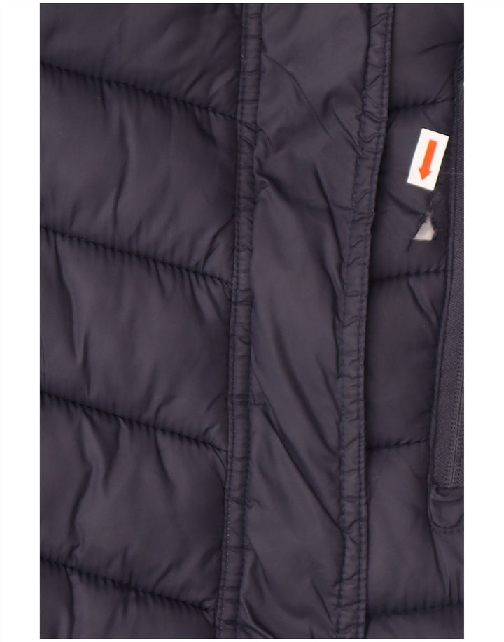 SUPERDRY Wattierter Damenmantel mit Kapuze, UK 14, mittelmarineblaues Nylon