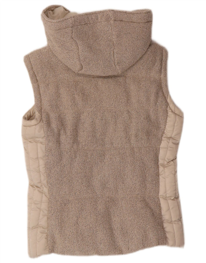 Zara Damen-Weste mit Kapuze, gepolstert, UK 10, Größe S, Beige, Polyester